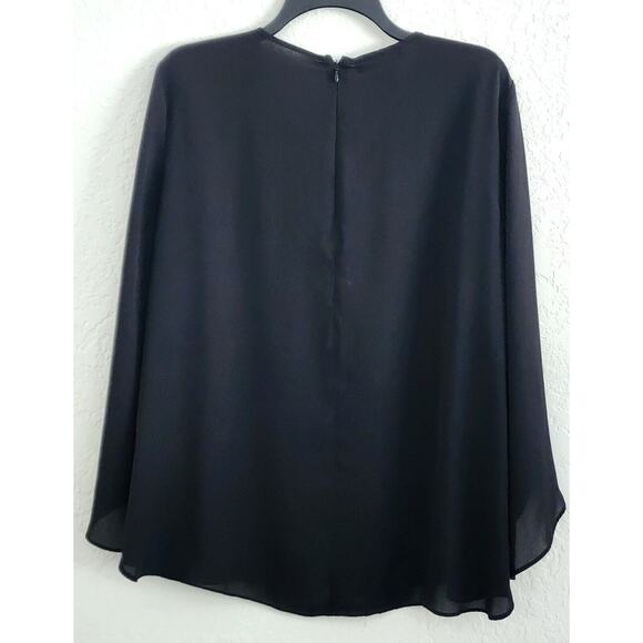TOP/BLOUSE-INC INT'L CONCEPTS-Black-Sheer-Back Zipper-Open Flowing Sleeves-SZ 16 - Picture 2 of 16